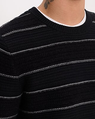 Striped Mixed Yarn Crew Neck Sweater