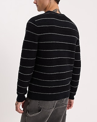 Striped Mixed Yarn Crew Neck Sweater