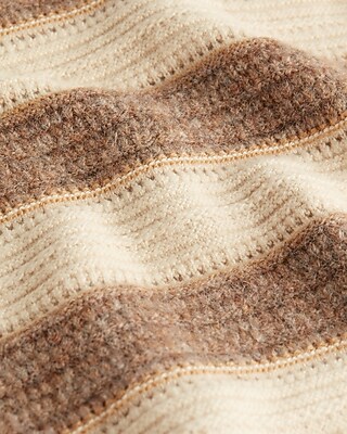 Striped Mixed Yarn Crew Neck Sweater