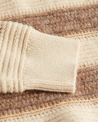 Striped Mixed Yarn Crew Neck Sweater