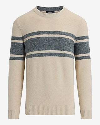 Relaxed Chest Stripe Felted Crew Neck Sweater