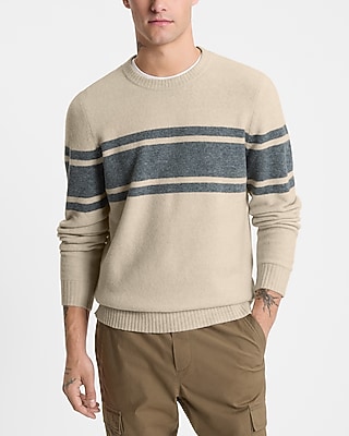 Relaxed Chest Stripe Felted Crew Neck Sweater