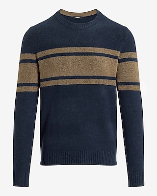 Relaxed Chest Stripe Felted Crew Neck Sweater