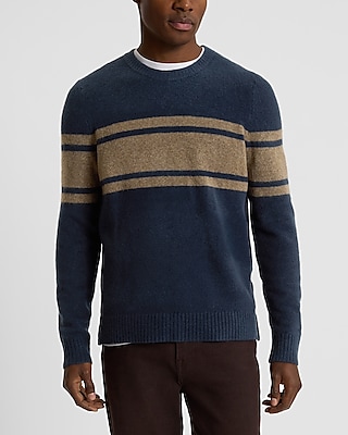 Relaxed Chest Stripe Felted Crew Neck Sweater