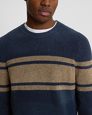 Relaxed Chest Stripe Felted Crew Neck Sweater