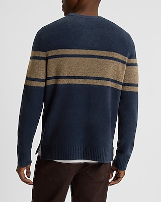 Relaxed Chest Stripe Felted Crew Neck Sweater