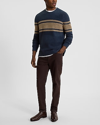 Relaxed Chest Stripe Felted Crew Neck Sweater