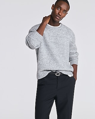 Brushed Fuzzy Wool-Blend Crew Neck Sweater