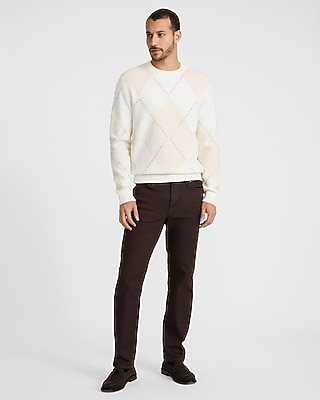 Argyle Textured Crew Neck Sweater | Express