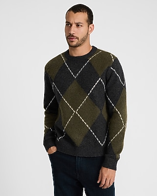 Argyle Textured Crew Neck Sweater