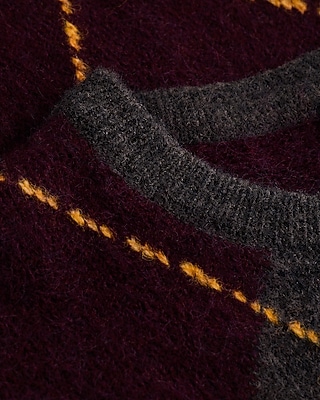 Argyle Textured Crew Neck Sweater