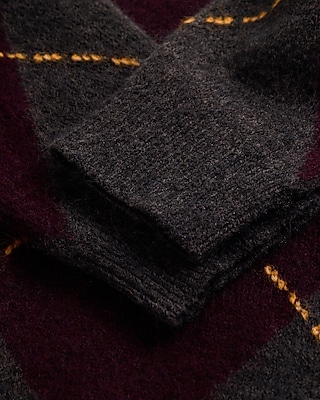 Argyle Textured Crew Neck Sweater