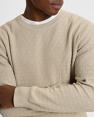 Textured Crew Neck Perfect Pima Cotton Sweater