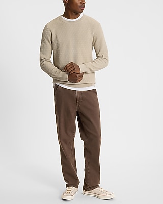 Textured Crew Neck Perfect Pima Cotton Sweater