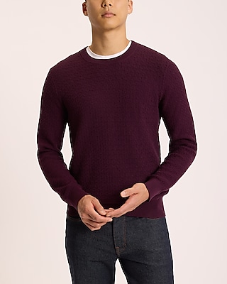 Textured Crew Neck Perfect Pima Cotton Sweater