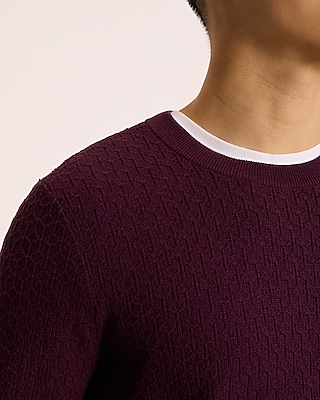 Textured Crew Neck Perfect Pima Cotton Sweater