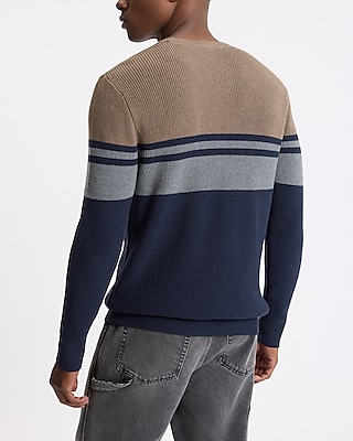 Chest Striped Cotton Crew Neck Sweater