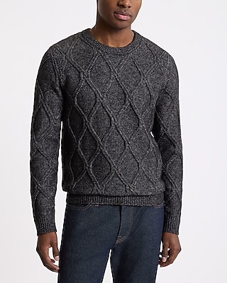 Geo Cable Knit Crew Neck Sweater | Express Geo Cable Knit Crew Neck Sweater | Express