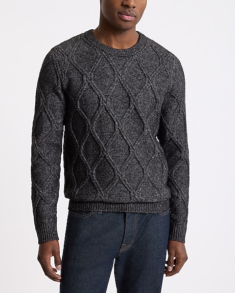 Geo Cable Knit Crew Neck Sweater | Express Geo Cable Knit Crew Neck Sweater | Express