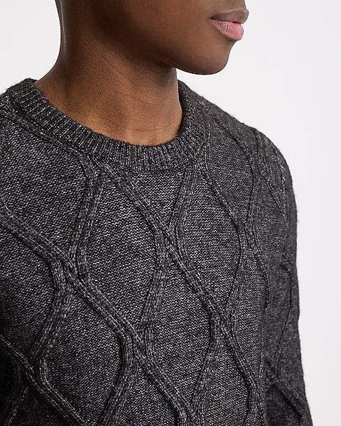 Geo Cable Knit Crew Neck Sweater | Express Geo Cable Knit Crew Neck Sweater | Express