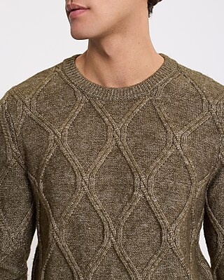 Geo Cable Knit Crew Neck Sweater