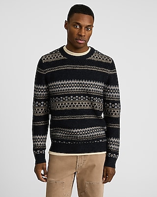 Fair Isle Striped Crew Neck Sweater