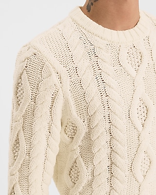 Relaxed Cable Knit Cotton-Blend Sweater