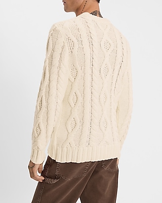 Relaxed Cable Knit Cotton-Blend Sweater