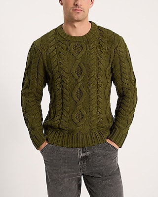 Relaxed Cable Knit Cotton-Blend Sweater