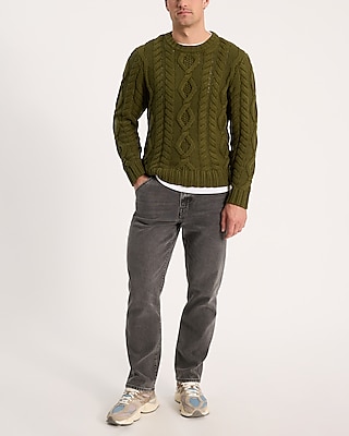 Relaxed Cable Knit Cotton-Blend Sweater