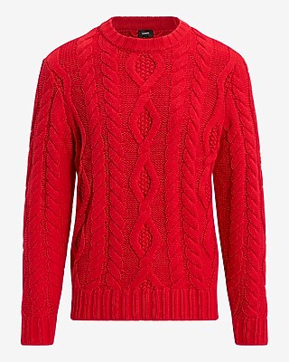 Relaxed Cable Knit Cotton-blend Sweater | Express