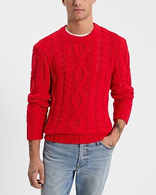 Relaxed Cable Knit Cotton-blend Sweater | Express