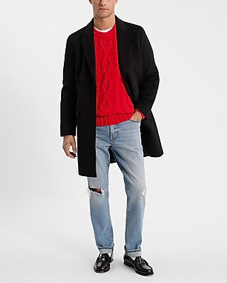 Relaxed Cable Knit Cotton-blend Sweater | Express