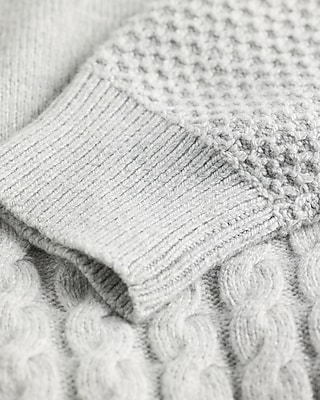 Cotton-Blend Textured Patchwork Crew Neck Sweater