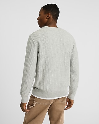 Cotton-Blend Textured Patchwork Crew Neck Sweater