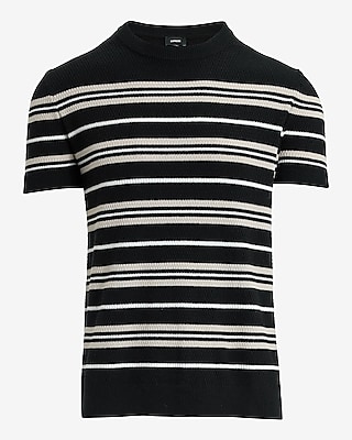 Textured Striped Short Sleeve Sweater