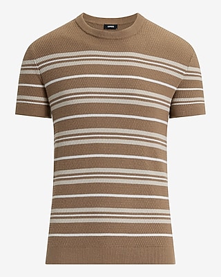Textured Striped Short Sleeve Sweater