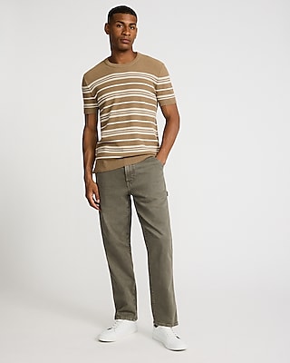 Textured Striped Short Sleeve Sweater