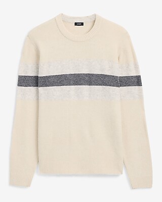 Felted Varsity Striped Crew Neck Sweater