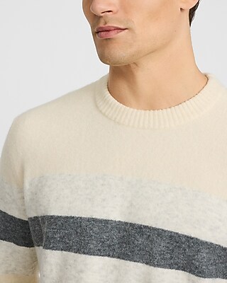 Felted Varsity Striped Crew Neck Sweater