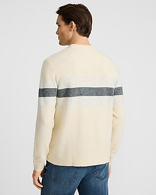 Felted Varsity Striped Crew Neck Sweater