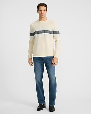 Felted Varsity Striped Crew Neck Sweater
