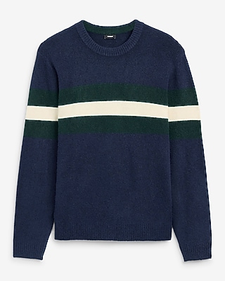 Felted Varsity Striped Crew Neck Sweater