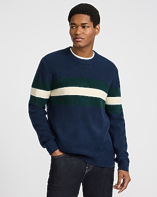 Felted Varsity Striped Crew Neck Sweater | Express
