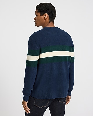Felted Varsity Striped Crew Neck Sweater