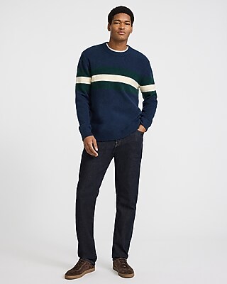 Felted Varsity Striped Crew Neck Sweater