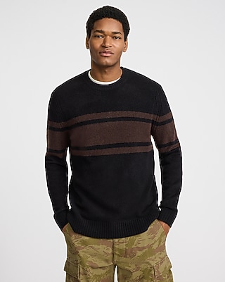 Felted Varsity Striped Crew Neck Sweater