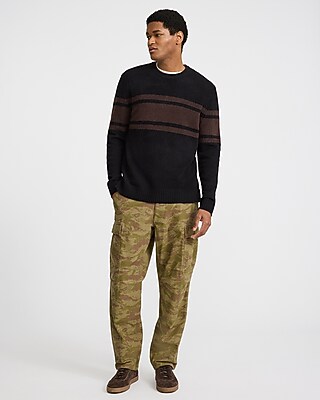 Felted Varsity Striped Crew Neck Sweater