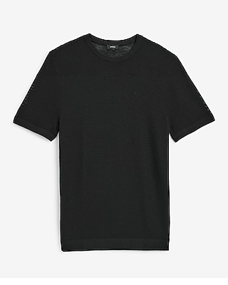 Textured Pointelle Cotton Sweater T-Shirt