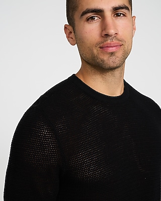 Textured Pointelle Cotton Sweater T-Shirt